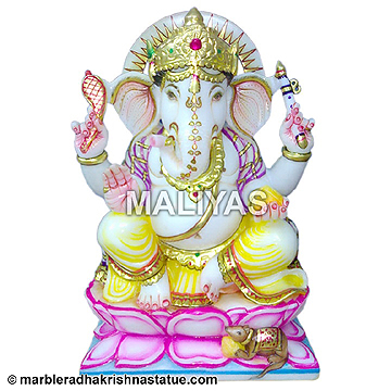 Stone Seated Ganesha Sculpture