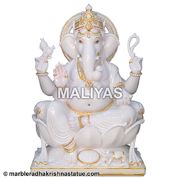 Ganesh White Marble Statues