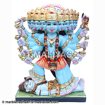 Marble Maa Kali Statue with ten hands
