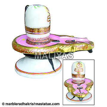 white Marble shivling with painting