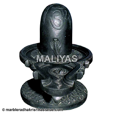 Black Marble Shivling with carving work