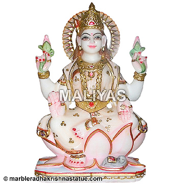 Lakshmi Statue in White Marble