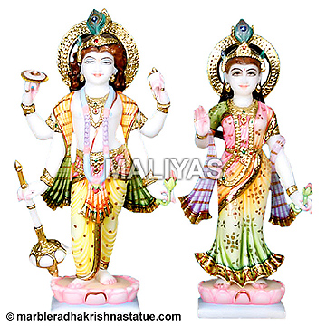 Makrana Marble Laxmi Narayan Statue