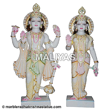 White Makrana Marble Laxmi Vishnu Idols