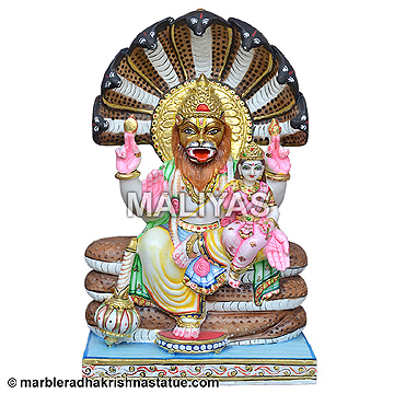 Marble Narsingh Bhagwan Statue with laxmi