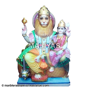 Marble Narasimha Statue with Laxmi