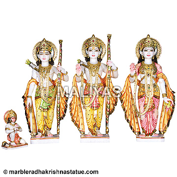 White Ram Parivar Statue with Painting work