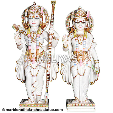 White marble ram sita statue