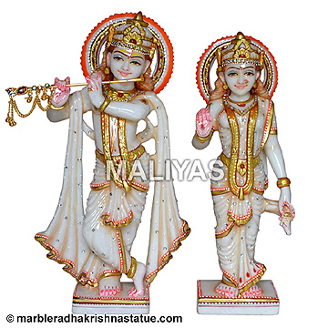 White Marble Radha Krishna Statue