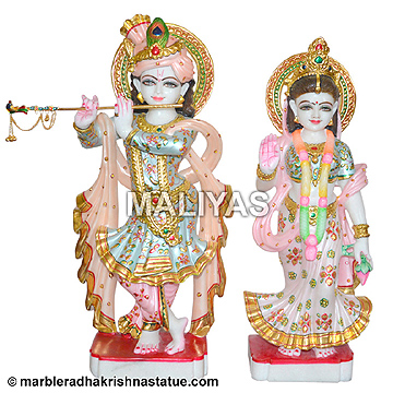White marble radha krishna statue