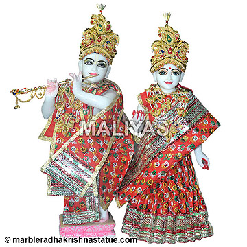 White Iskcon Radha Krishna Statue