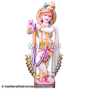 White marble krishna statue