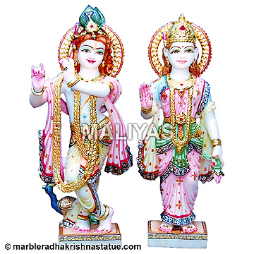 White Makrana Marble Radha Krishna Statue