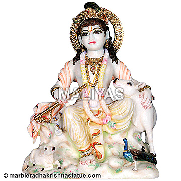 Statue Marble Krishna Gau Gopal