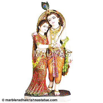 White Makrana Marble Radha Krishna Statue
