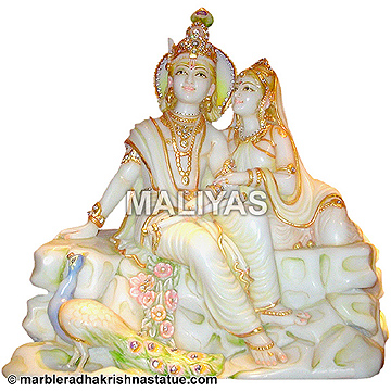 Marble Radha Krishna Sitting Statue