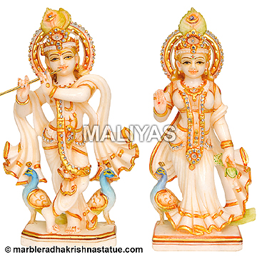 White Marble Radha Krishna Statue