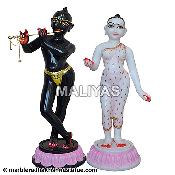 White and black Marble Iskcon Radha Krishna Murti