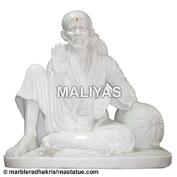 White Blessing Dwarka Mai Marble Statue