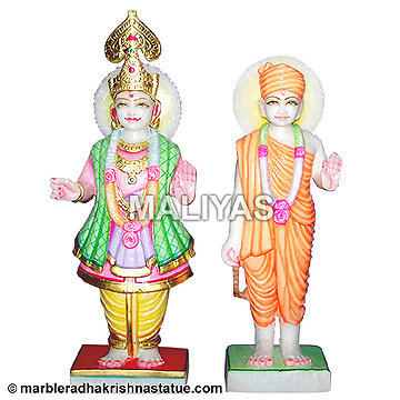 Swaminarayan White Marble Statue