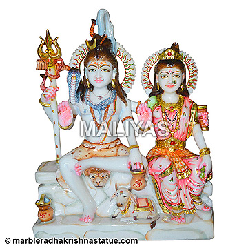 Marble Shankar and Parvati Statue