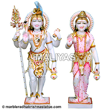 Marble Standing Shiva Parvati Statue