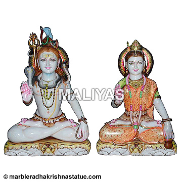 Shiv Parvati Marble Statue