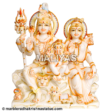 Marble Shive Parvati Ganesh Statue