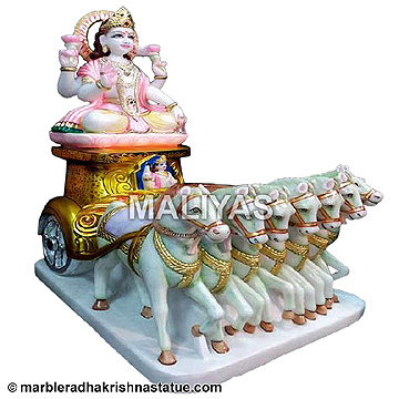 Marble Surya Bhagwan Statue with chariot