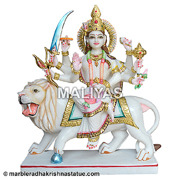 Marble Durga Goddess Sculpture