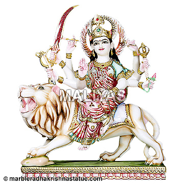 White Marble Durga Maa Moorti