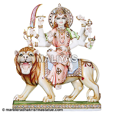 White Marble Goddess Durga Statue
