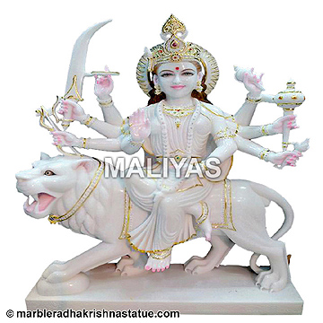 Traditional White Decorative Maa Durga Statues