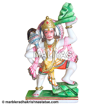 Marble Hanuman Statue carrying Mountain