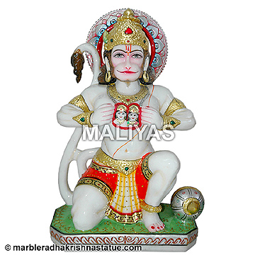 Hanuman opening his chest to show that ram Sita Statue