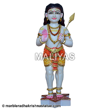 White Marble Karthikeya Staue