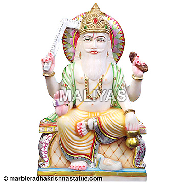 White Marble Vishwakarma Statue