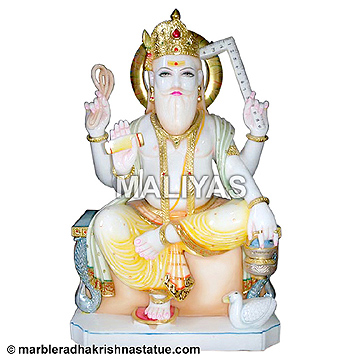 Makarana Marble Vishwakarma Statue