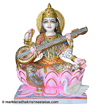 Marble Saraswati Maa Statue