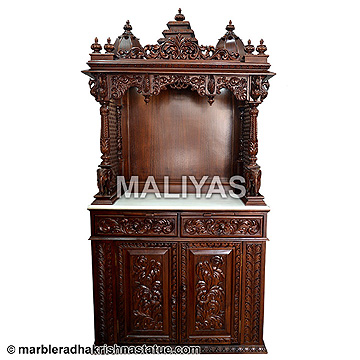 Carving Wooden Temple with white marble Base